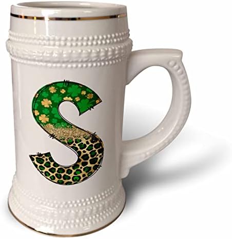 Чаша за стейна 3dRose Glam с монограм от Леопард и четырехлистного детелина обем 22 грама (stn-375811-1)