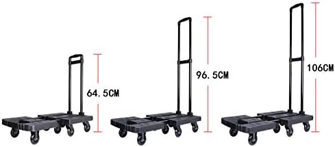 GUANGMING - Сгъваема ръчна количка, Сгъваема количка на платформата с 7 колела, Количка-тласкач на подвижна платформа за багаж, пътуване,