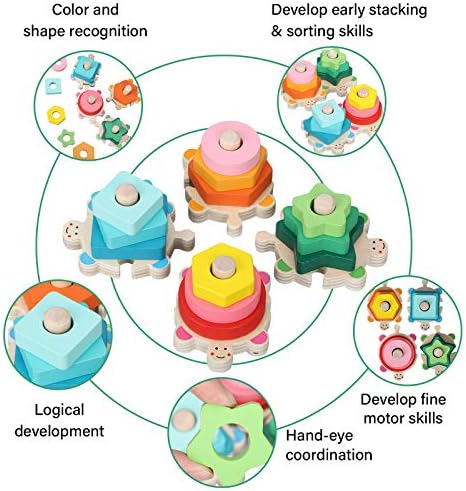 TsingBolo Дървени Штабелируемые на Играчките за малките деца на 1, 2, 3, 4 години, Начална Обучение, Образователни Играчки по метода Монтесори за деца, за Разпознаване на ф?