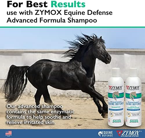Незаличими климатик Zymox Конски Defense Advanced Formula, 1 галон. – Грижа за коса на кон: разкрива, успокоява и овлажнява кожата,