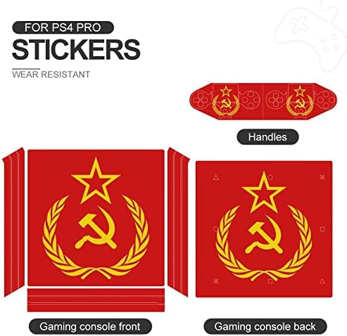 Стикер с Флага на СССР, Комунизма за PS-4 Slim Конзола и контролер, Защитно покритие с пълна Обвивка, която е Съвместима с PS-4