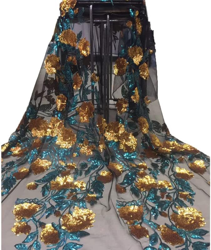 Африканска Анкара Красиво Френското Вышитое тюлевое дантела Качеството на Африка Пайети окото завързана за Шиене Материал за Вечерта Сватбена рокля 5 ярда - 5 ярда