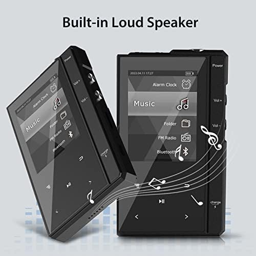 MP3-плеър на 96 GB с Bluetooth 5.0, Музикален аудио плейър Phinistec Z6 с говорител, Метален корпус със стъклен заден панел,