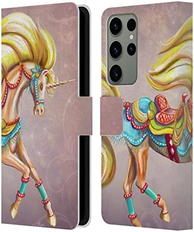 Дизайн на своята практика за главата Официално Лицензиран Rose Western Khan Palomino Unicorns Кожен Калъф-Книжка-джобен формат и е Съвместим с Samsung Galaxy S23 Ultra 5G