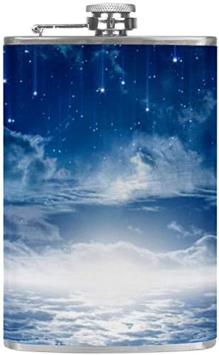 Фляжка за Алкохол от Неръждаема Стомана Запечатани с Фуния 7,7 унция в Кожа Джоба една Чудесна Идея за подарък Фляжка - Лилава Звездното
