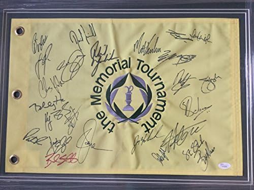 Флаг паметника на турнира по голф - 25 попълнения - В рамка - Лингмерт, Микелсън - JSA Letter COA