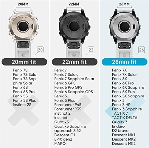 Каишка Wscebck 26 мм за Garmin Fenix 7X/Fenix 7X Solar/Fenix 7X Sapphire Solar/Fenix 6X/Fenix 6X Pro/Fenix 6X Sapphire/Fenix 5X Puls/Fenix 5X Sapphire (комплект от 3 теми)
