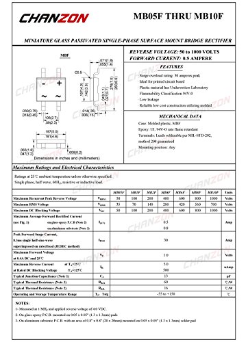 (Опаковка от 100 броя) Мостово Выпрямительный диод Chanzon MB10F SMD 0.5 A 1000V MBF (СОП-4) Еднофазни силициеви диоди с