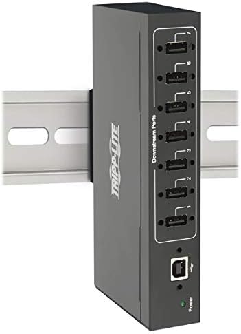 Трип Lite 7-Портов хъб USB 2.0 хъб индустриален клас USB 2.0, защитени от електростатично разреждане напрежение 15 kv, промишлен хъб USB 2.0 със 7 порта, Метален корпус, за монтира?