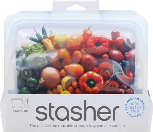 Силиконов контейнер за многократна употреба Stasher за приготвяне на храна |Обяд, пътуване, грим, Спортни чанти | Фризер, Фурна, Микровълнова