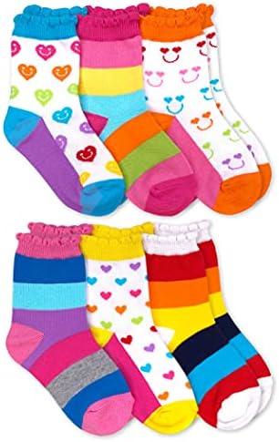 Чорапи Джефрис за момичета в Розово ивица от Смайликом във формата на Сърца, 6 Опаковки