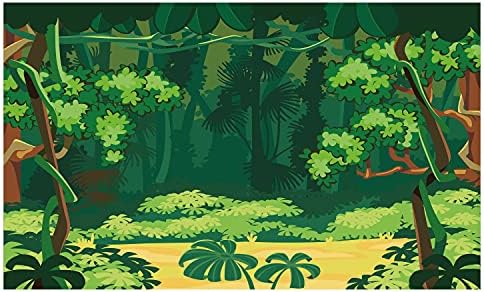 Керамични Държач за четка за зъби Ambesonne Jungle Leaves, Мультяшная Илюстрация на Екзотичния Пейзаж на Горската Поляна на Открито, Декоративна Универсален Плот за баня, 4,5 Х