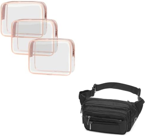 Бистра Косметичка PACKISM с цип, 3 Опаковане на козметични чанти Beauty Clear и Поясная чанта за жени и Мъже