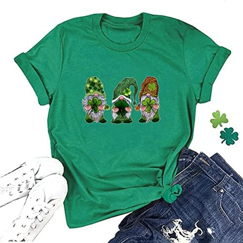 Тениски на Деня на Св. Патрик за Момичета, Ирландска Детелина с Принтом Елф, Тениски 80-те Години, Дамски Тениски с Къс Ръкав и Кръгло