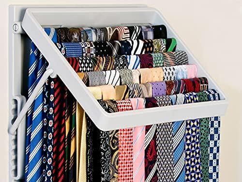 TieMaster Вратовръзка-шал Гардероб и Органайзер за гардероб | на Витрина до 60 вратовръзки | Включва 5 куки за колан | Спестява пространство