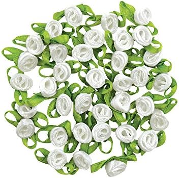 A Brides Wish WB421A роза от панделка, 0,3 инча с лъкове, 36 бр., бял