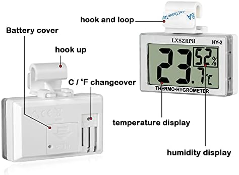 GXSTWU Влагомер за Влечуги, Термометър с LCD дисплей, Дигитален Влагомер за Аквариум за Влечуги, Термометър с плетене на една Кука, Измерване