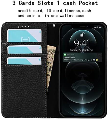 Чанта-портфейл Jaorty за iPhone 12/iPhone 12 Pro с RFID заключване, Отделения за карти, Титуляр и Каишка за китката, Панти