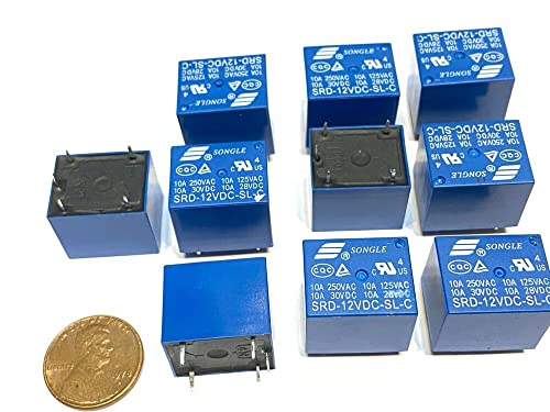 10 бр. синьо реле за захранване на печатна платка SRD 10A 5 контакти SRD-12VDC-SL-C B13